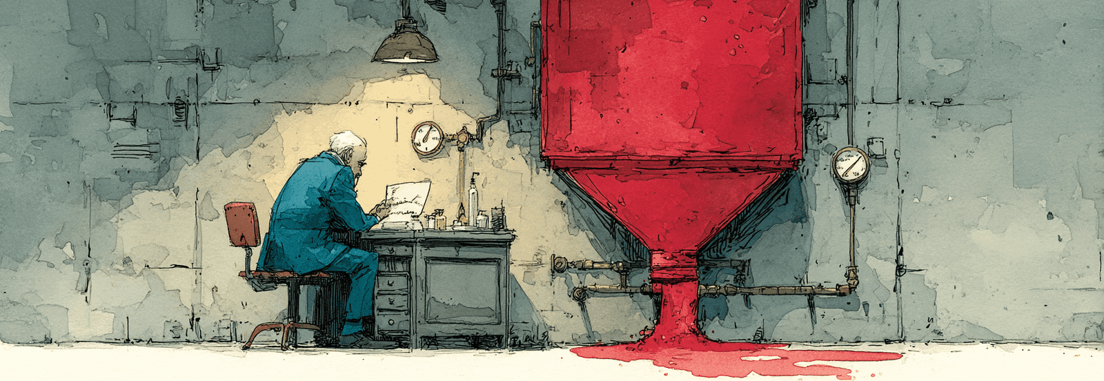 Figure ignoring sealed envelope while a red meter silently fills behind them, representing hidden costs accumulating unseen.